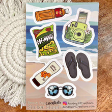 Load image into Gallery viewer, Beach Day Essentials Sticker Sheet 4x6 in