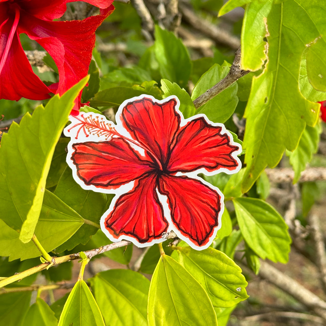 Red Hibiscus Sticker 3 in