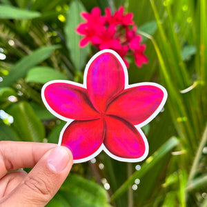 Hot Pink Plumeria Sticker 3 in