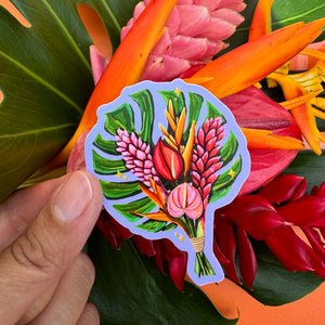 Tropical Floral Bouquet Sticker 3 in