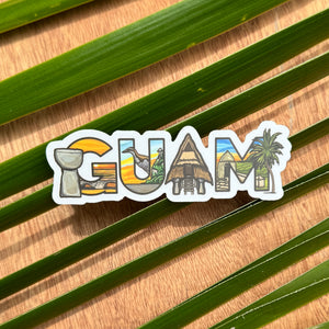 GUAM Sinahi & Hut Clear Sticker 4 in