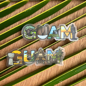 GUAM Sinahi & Hut Clear Sticker 4 in