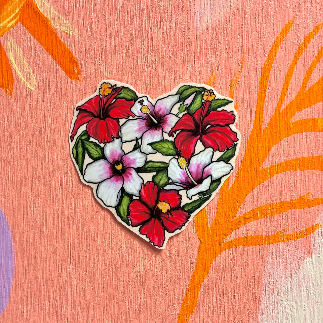 Hibiscus Heart Sticker 3 in