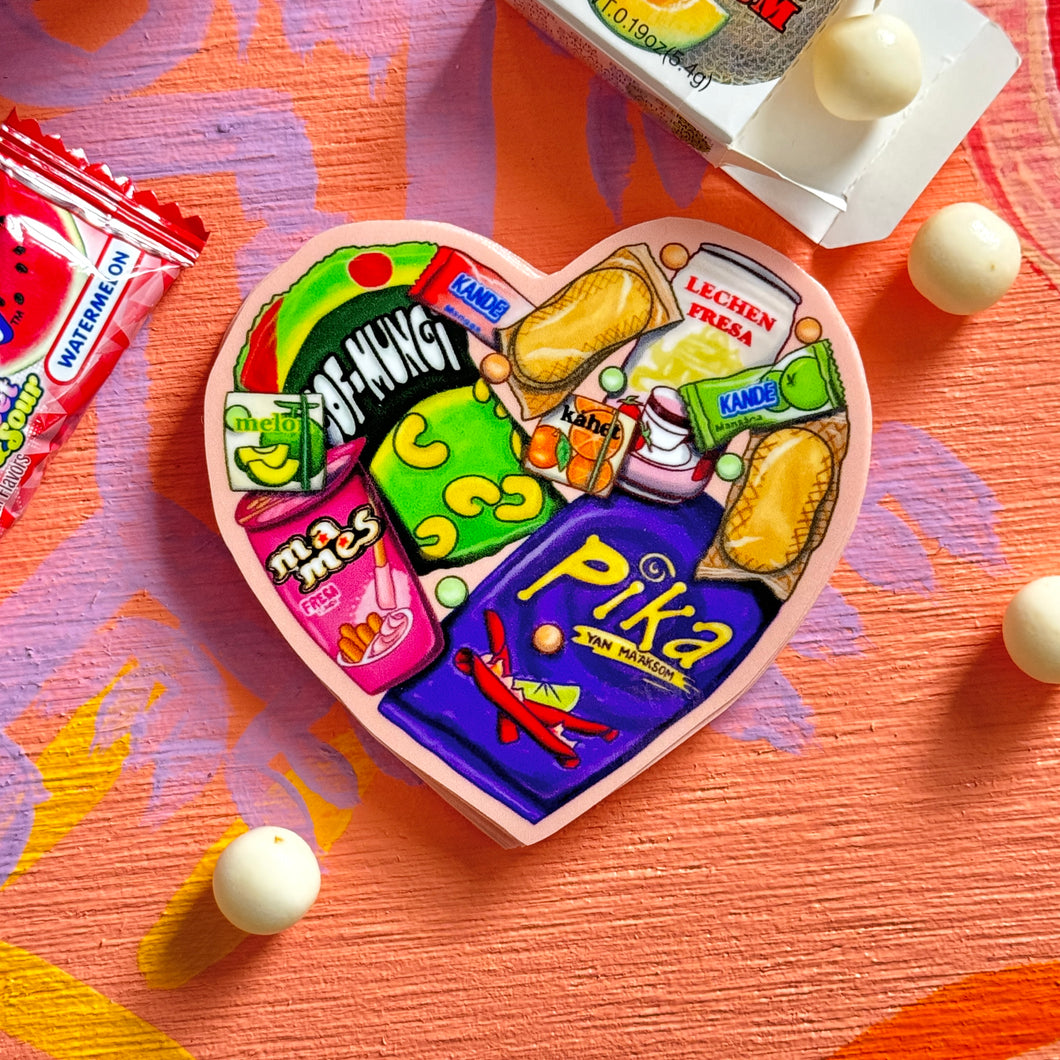 Mom and Pop Snacks Heart Sticker 3 in