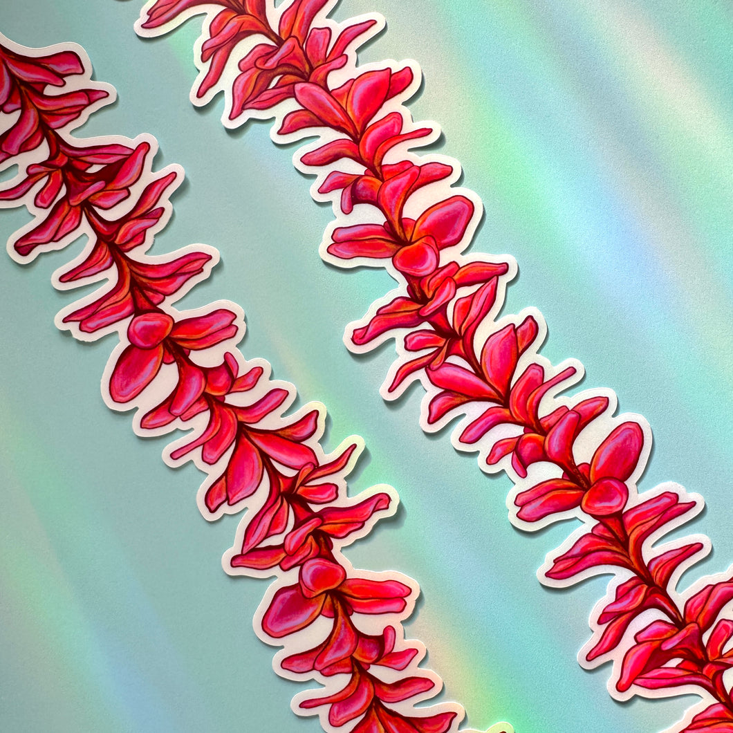 Pink Flame Plumeria Strand Wraparound Clear Sticker