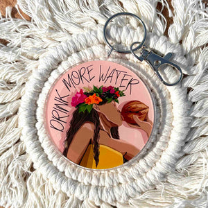 Pink Drink More Water Keychain 2.5 in