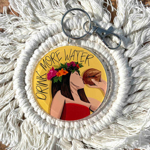 Yellow Drink More Water Keychain 2.5 in