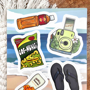 Beach Day Essentials Sticker Sheet 4x6 in