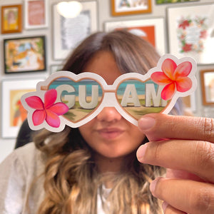 GUAM Sunglasses Clear Sticker 3 in - 5 in
