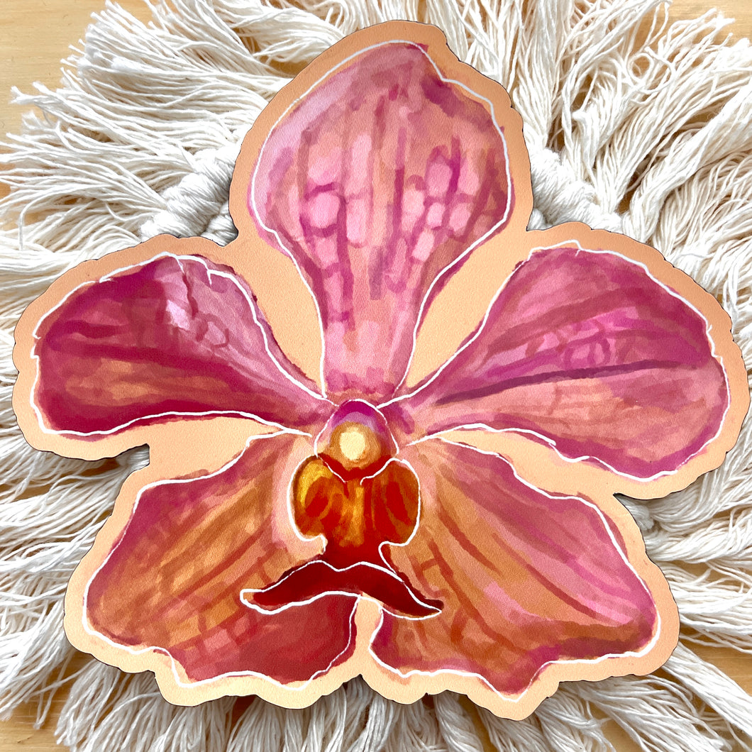 Pink & Orange Orchid Magnet 5x5