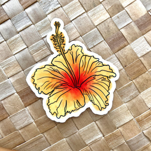 Yellow Hibiscus Sticker 3 in - 4 in