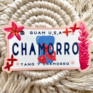 CHamorro License Plate Sticker 4 in