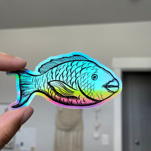 Parrotfish Holographic Sticker 3 in - 4 in