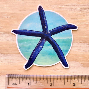 Blue Starfish Sticker 3 in